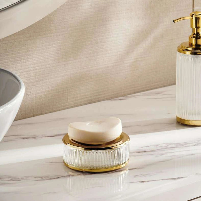 Astrid Glass Soap Dish - Gold Pan Home