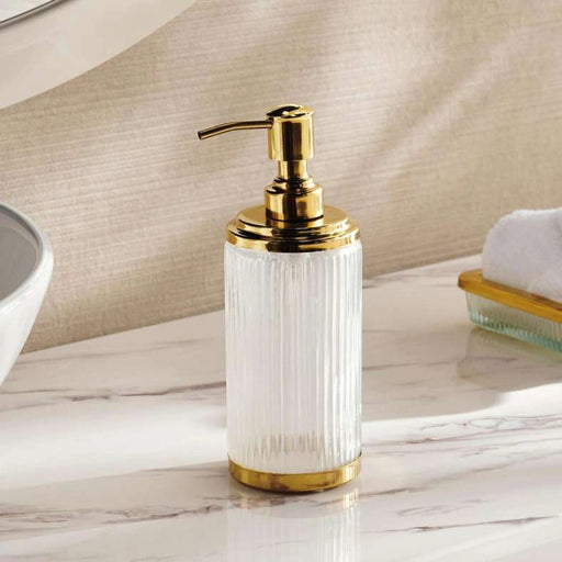 Astrid Glass Soap Dispenser - Gold Pan Home