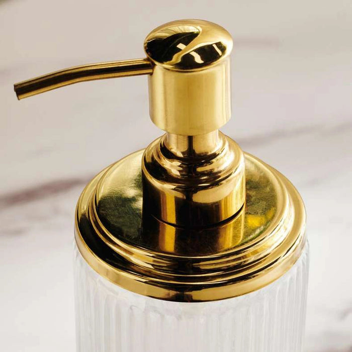 Astrid Glass Soap Dispenser - Gold Pan Home