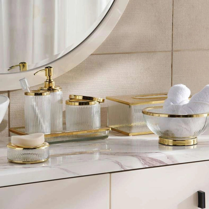 Astrid Glass Soap Dispenser - Gold Pan Home