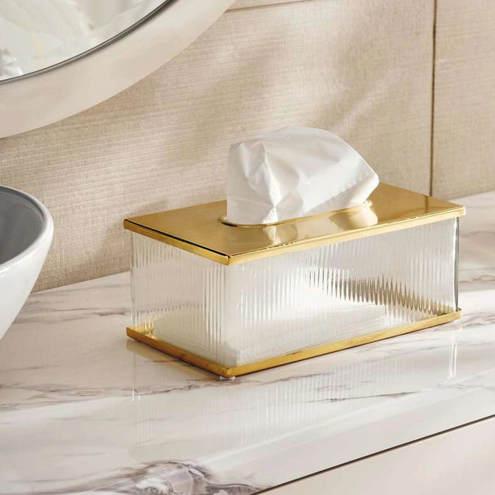 Astrid Glass Tissue Box Cover - Gold Pan Home