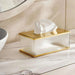 Astrid Glass Tissue Box Cover - Gold Pan Home