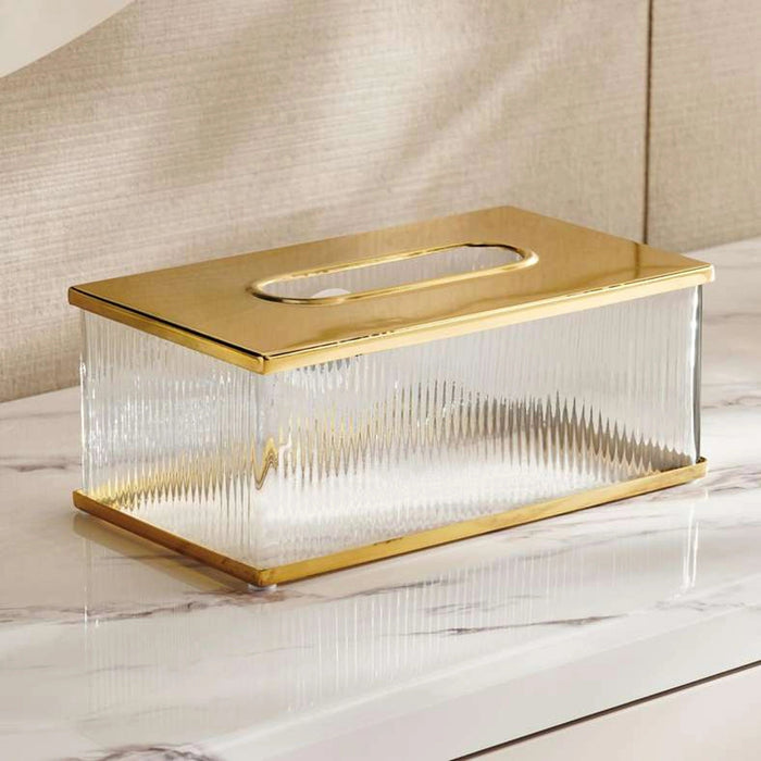 Astrid Glass Tissue Box Cover - Gold Pan Home