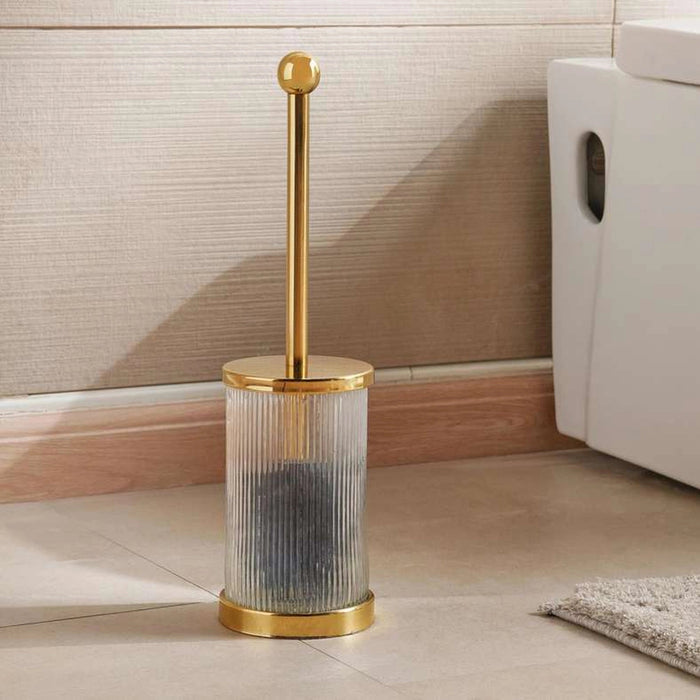 Astrid Glass Toilet Brush Holder - Gold Pan Home