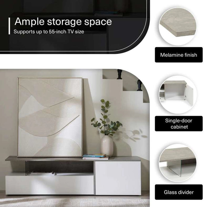 Atara Tv Unit Upto 55 Inches Melamine - Grey White