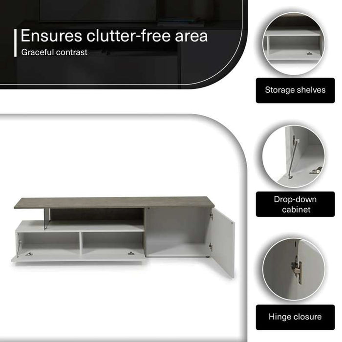 Atara Tv Unit Upto 55 Inches Melamine - Grey White