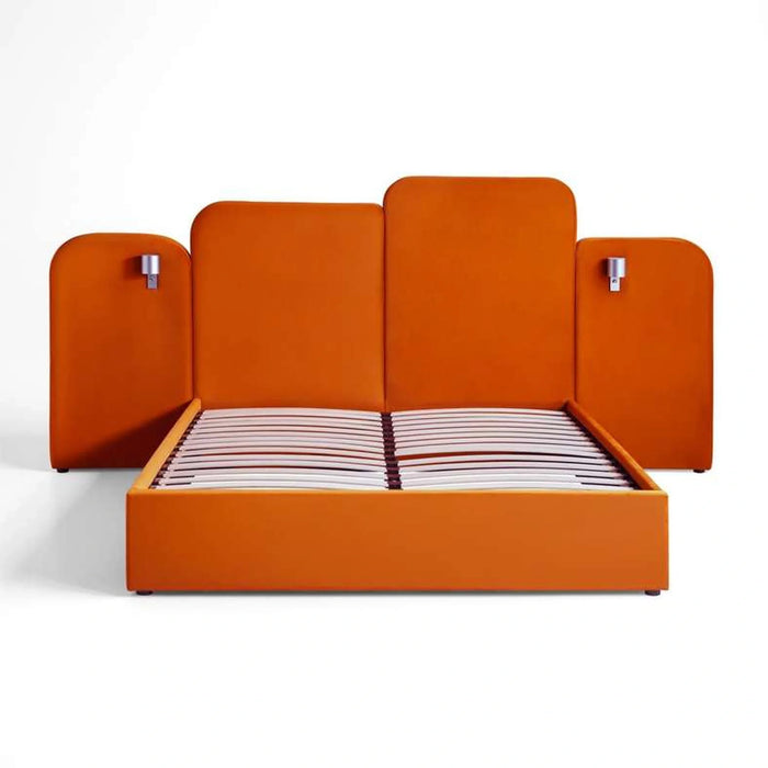 Atelie King Bed 180X200 Extended Headboard With Reading Lamp - Pumpkin Orange