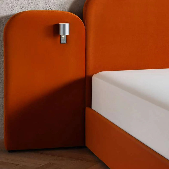 Atelie Queen Bed 160X200 Extended Headboard With Reading Lamp - Pumpkin Orange