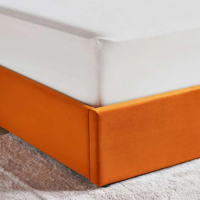 Atelie Queen Bed 160X200 Extended Headboard With Reading Lamp - Pumpkin Orange