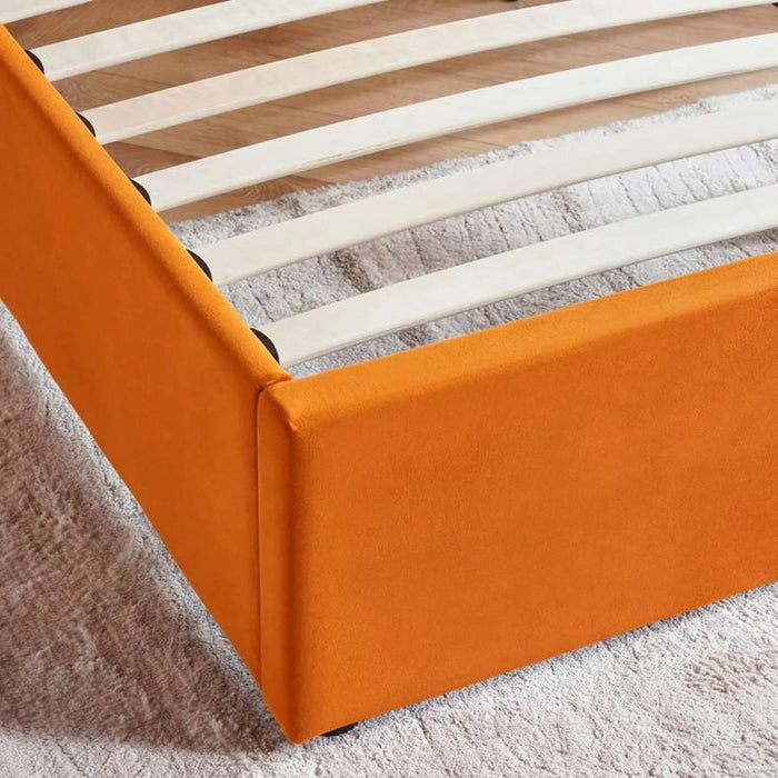 Atelie Queen Bed 160X200 Extended Headboard With Reading Lamp - Pumpkin Orange