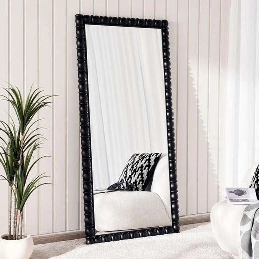 Athens Wooden Beaded Floor Mirror 91.5X5X183Cm- Black Pan Home