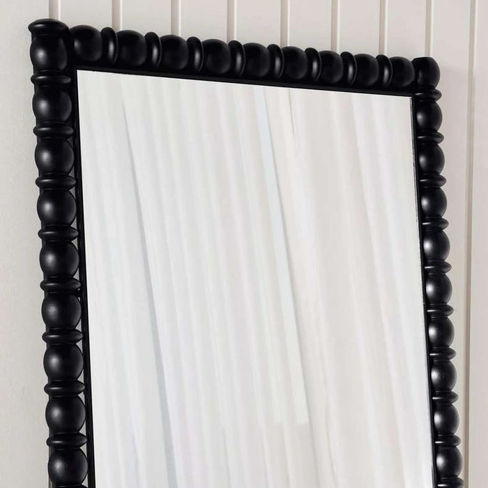 Athens Wooden Beaded Floor Mirror 91.5X5X183Cm- Black Pan Home
