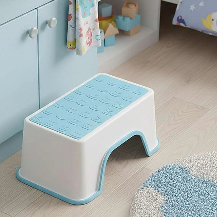 Atlas Kids Stool 30X19.5X13.5Cm - White/Blue