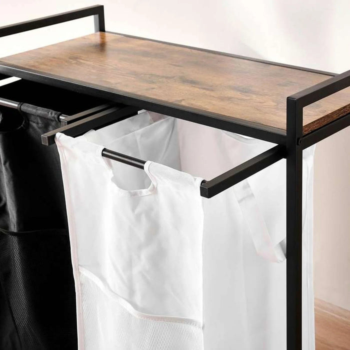 Atlee Metal Frame Laundry Hamper 75.5X33X73Cm - Black/White Pan Home