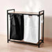 Atlee Metal Frame Laundry Hamper 75.5X33X73Cm - Black/White Pan Home