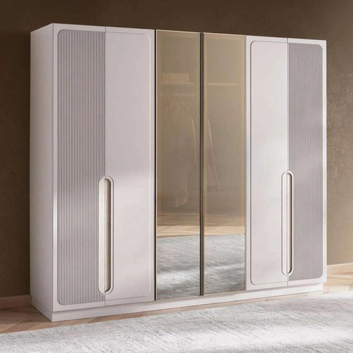 Aura 6 Door Wardrobe - Sand Grey Pan Home