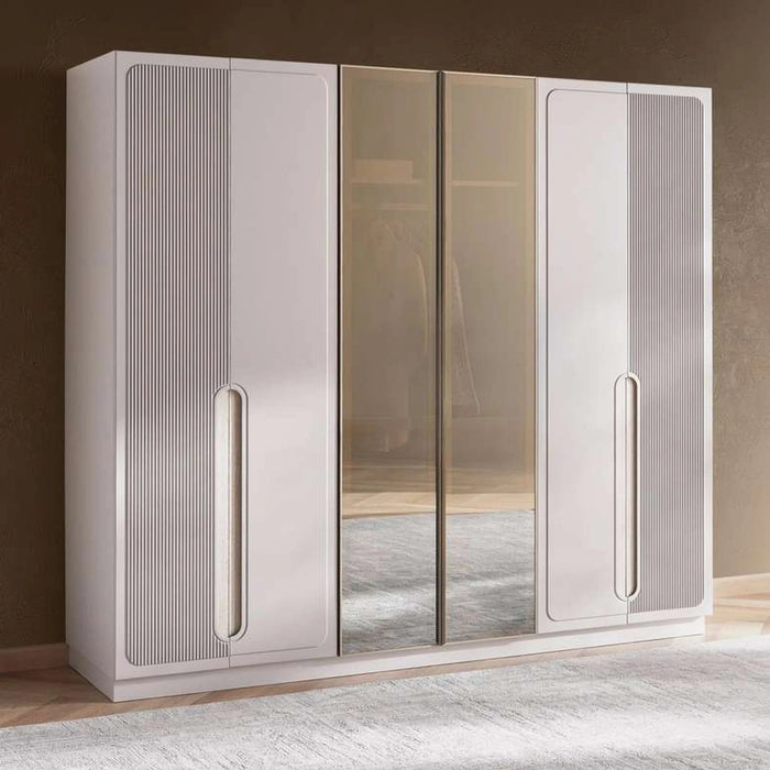 Aura 6 Door Wardrobe - Sand Grey Pan Home