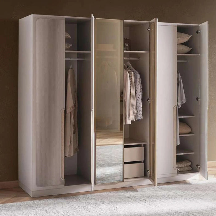 Aura 6 Door Wardrobe - Sand Grey Pan Home