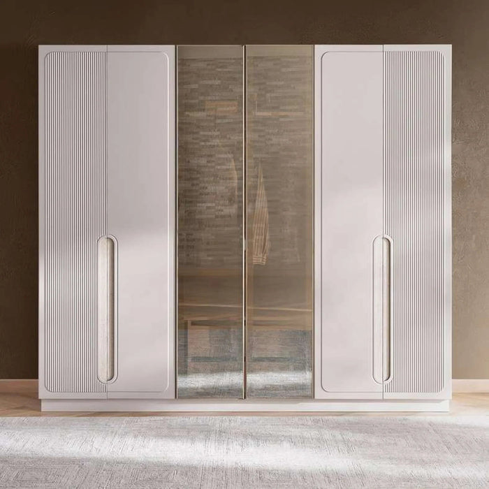 Aura 6 Door Wardrobe - Sand Grey Pan Home