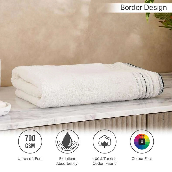 Austin Border 700Gsm Bath Towel 70X140Cm- White