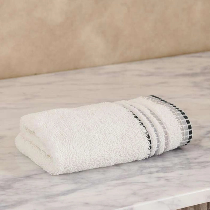 Austin Border 700Gsm  Fingertip Towel 30X30Cm- White Pan Home