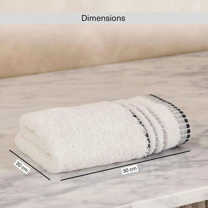 Austin Border 700Gsm  Fingertip Towel 30X30Cm- White Pan Home