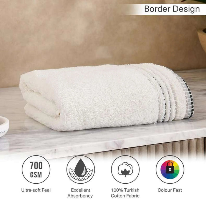 Austin Border 700Gsm  Hand Towel 50X90Cm- White