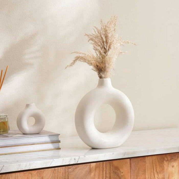 Austin Ceramic Donut Vase 21X7X22Cm - White
