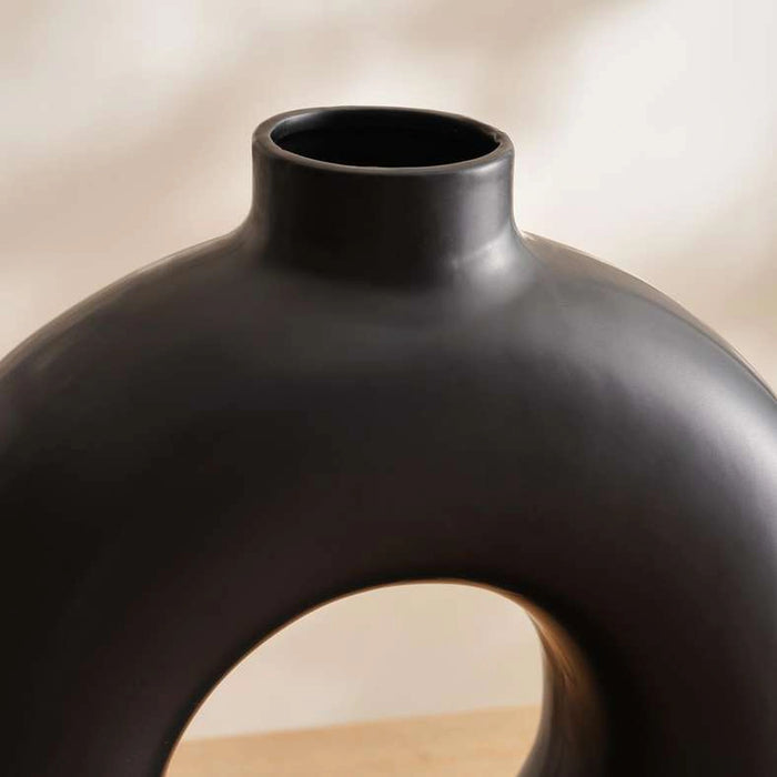 Austin Ceramic Donut Vase 30Cm - Black