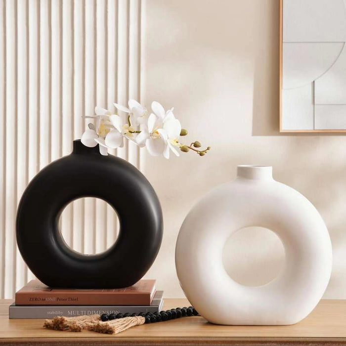 Austin Ceramic Donut Vase 30Cm - Black