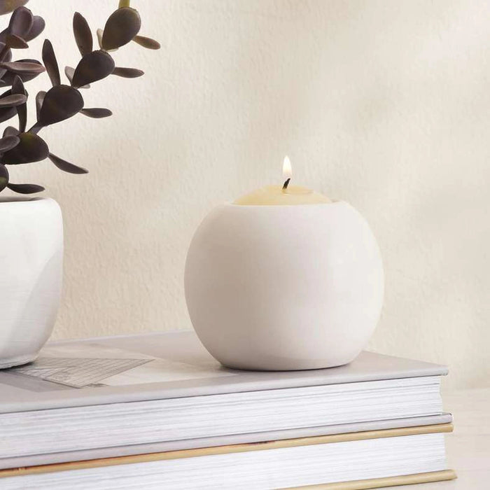 Austin Ceramic Round Taper Candle Holder Dia8.9cm - White Pan Home