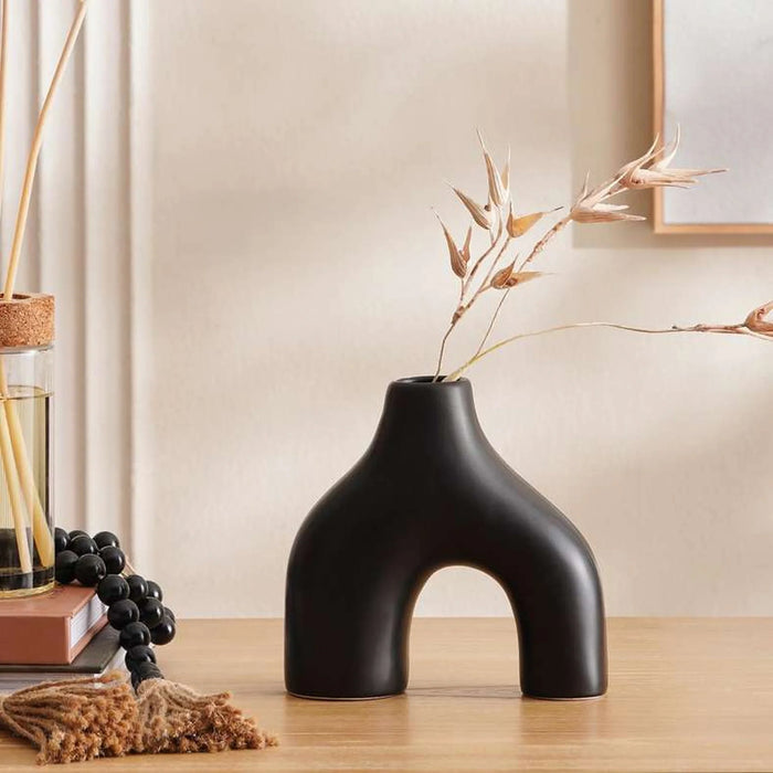 Austin Irregular Shape Ceramic Vase 14.6X14.6X15.2Cm-Black