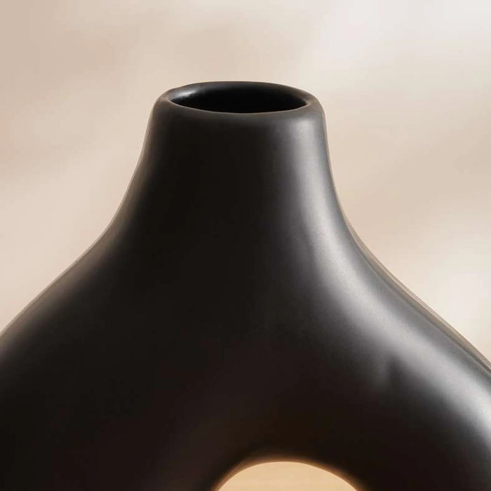 Austin Irregular Shape Ceramic Vase 14.6X14.6X15.2Cm-Black