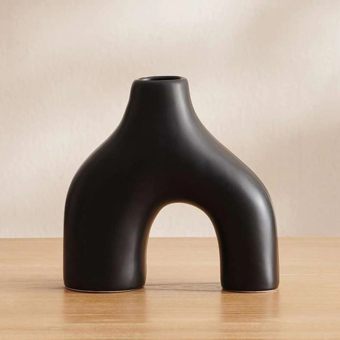 Austin Irregular Shape Ceramic Vase 14.6X14.6X15.2Cm-Black