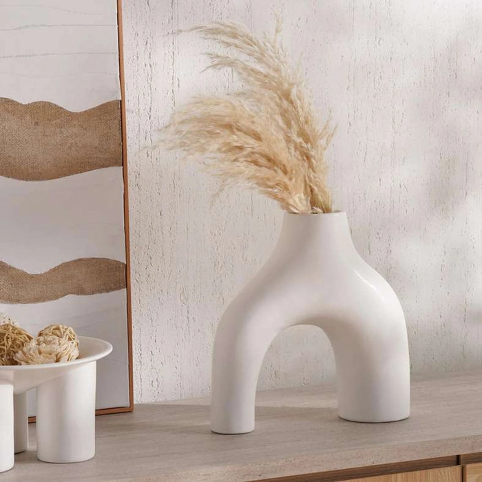Austin Irregular Shape Ceramic Vase 30.5X10.2X30.5Cm - White