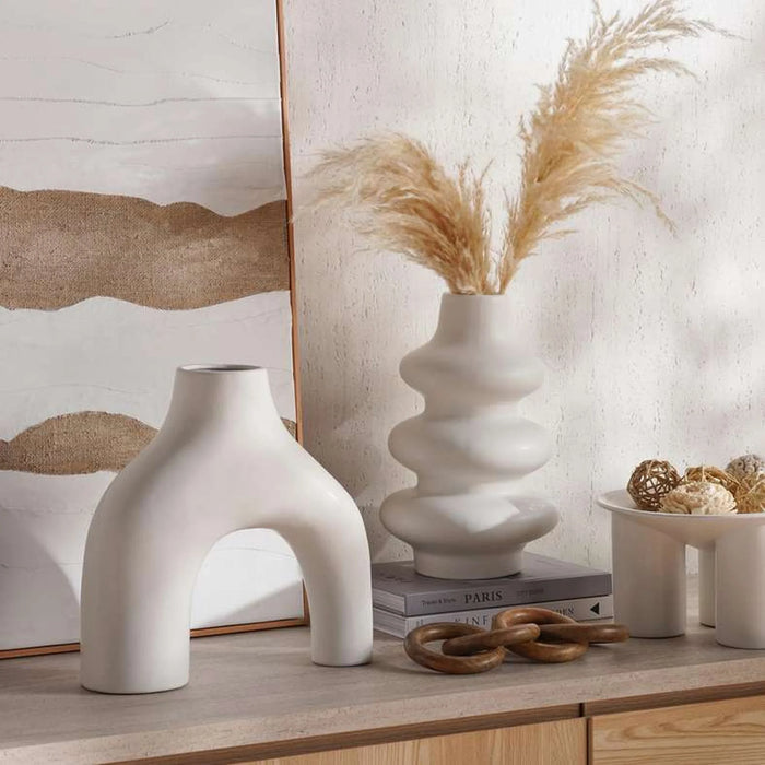 Austin Irregular Shape Ceramic Vase 30.5X10.2X30.5Cm - White