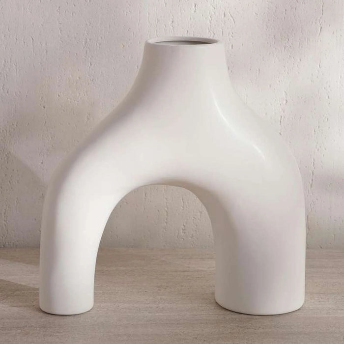 Austin Irregular Shape Ceramic Vase 30.5X10.2X30.5Cm - White