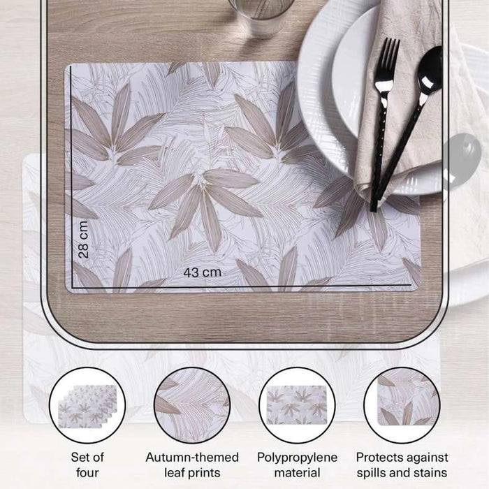 Autumn 4-Piece Printed Placemat Set 28X43Cm - Beige