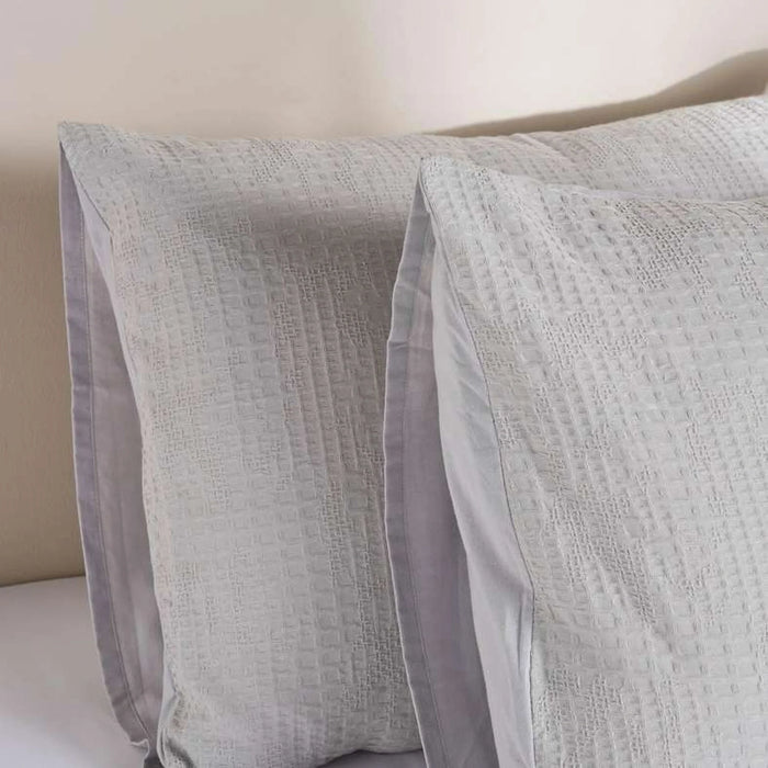 Avenue Cotton Waffle 2-Piece Pillow Cover Set 50X75Cm - Silver Grey