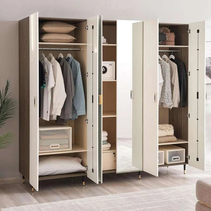 Aversa 6 Door Wardrobe With Mirror - White