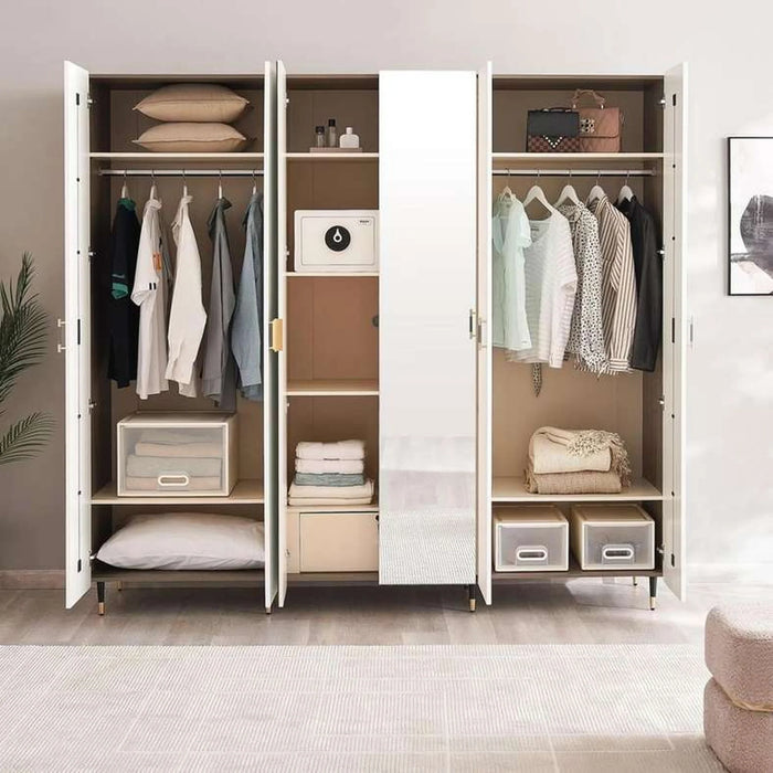 Aversa 6 Door Wardrobe With Mirror - White