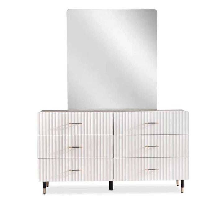 Aversa Dresser With 6 Drawer And Mirror - White Pan Home