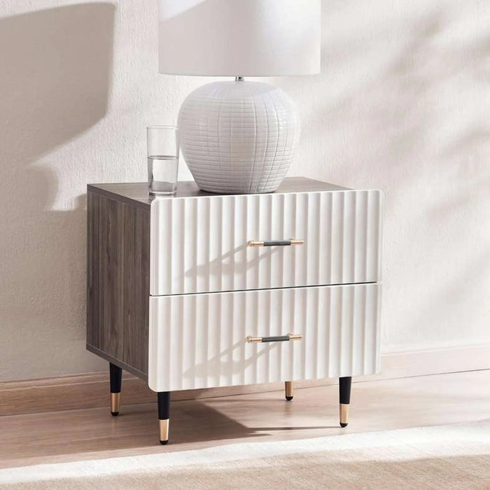 Aversa Nightstand With 2 Drawer - White