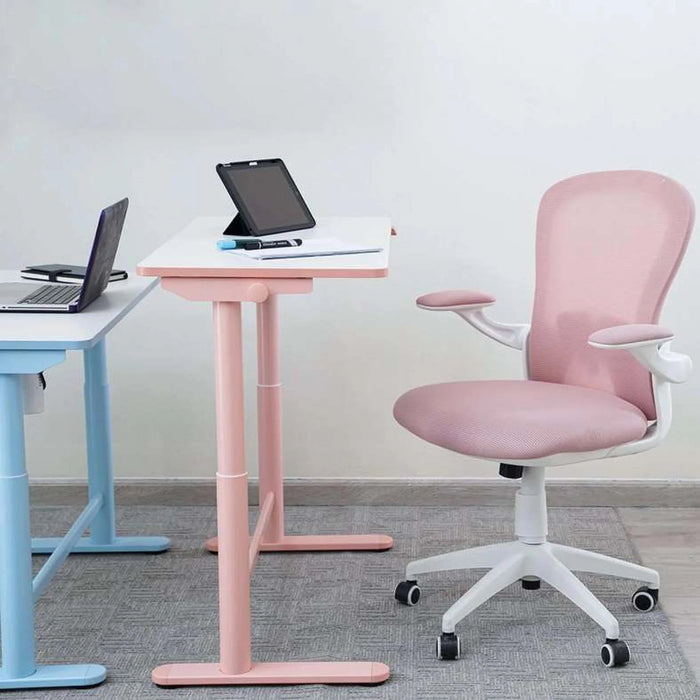 Aveza Office Medium Back Chair Mesh And Fabric-Pink Pan Home