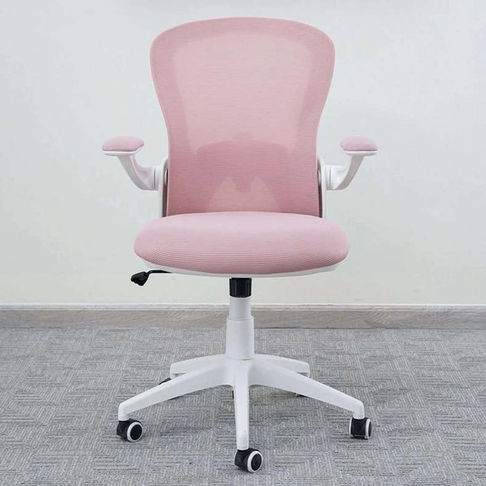 Aveza Office Medium Back Chair Mesh And Fabric-Pink Pan Home