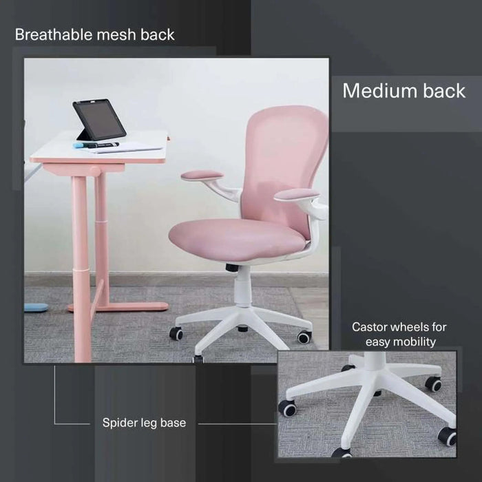 Aveza Office Medium Back Chair Mesh And Fabric-Pink Pan Home