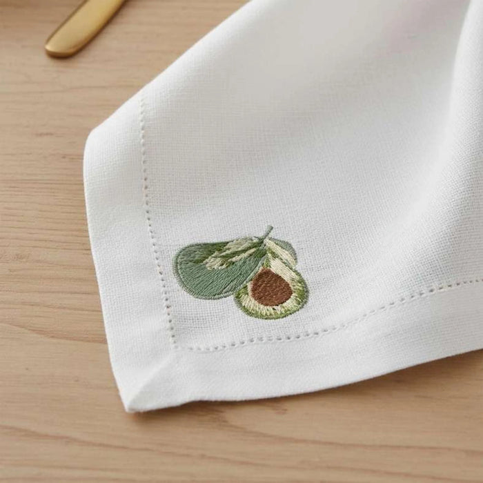 Avocado  Embroidered 6 Piece Napkin Set 45X45Cm - Green