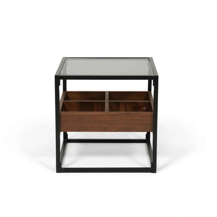 Awani End Table With Storage - Black Brown