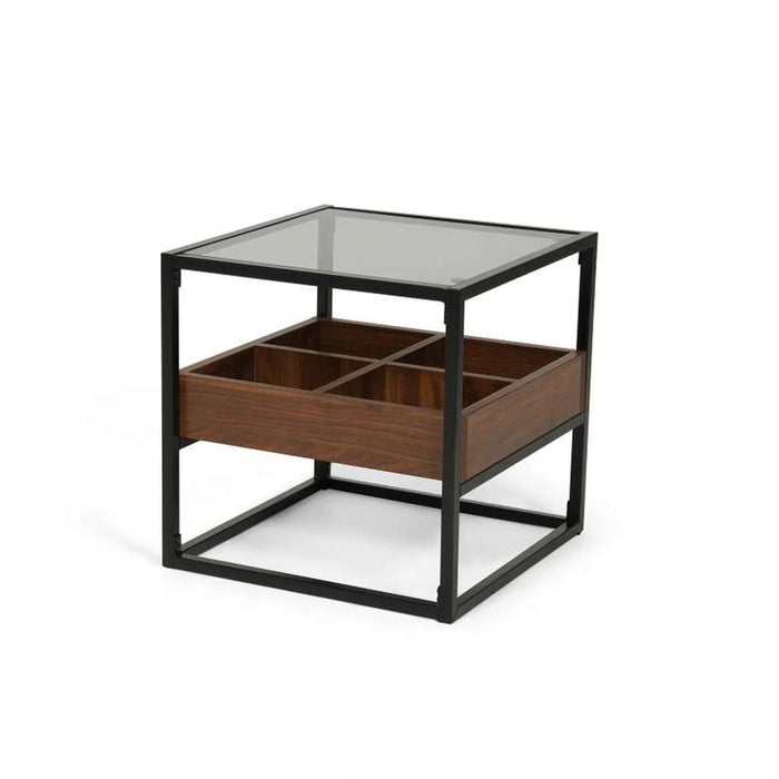 Awani End Table With Storage - Black Brown