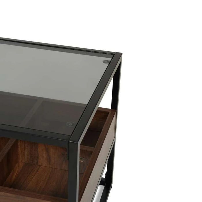 Awani End Table With Storage - Black Brown